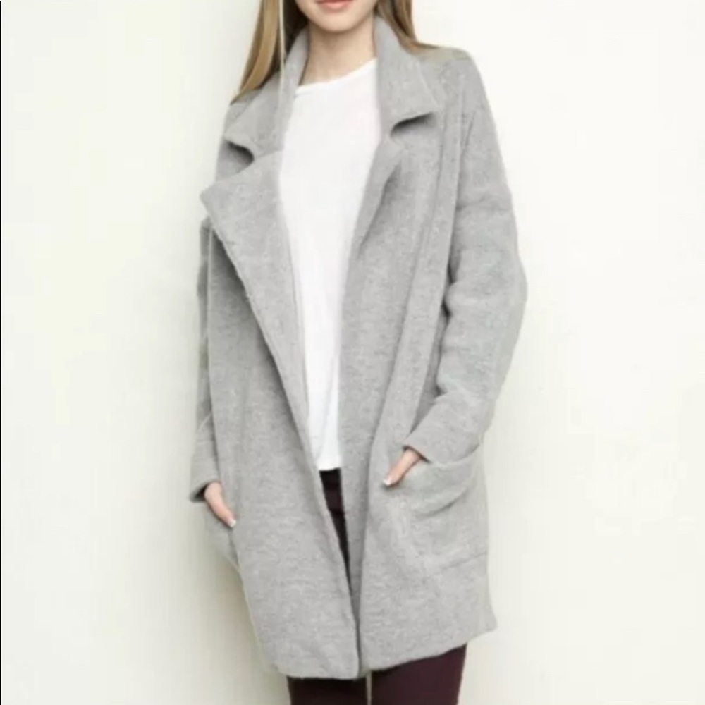 Brandy Melville Kennedy Coat - grey open-front long blanket coat
